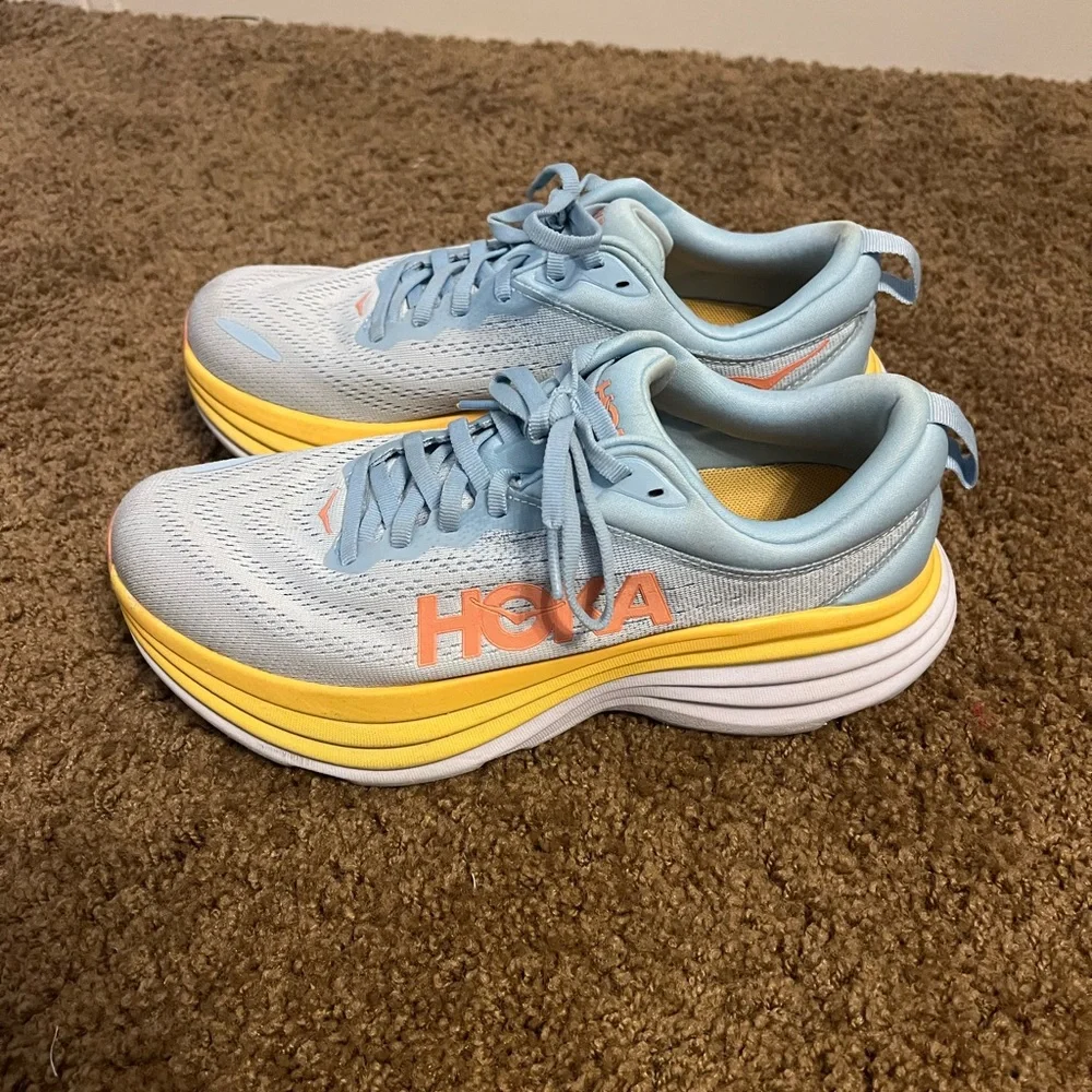 Hoka Athletic Shoes in Light Blue and Yellow - Picture 4 of 4